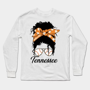 Tennessee Messy Bun Baseball Players Fans I Love Tennessee Long Sleeve T-Shirt